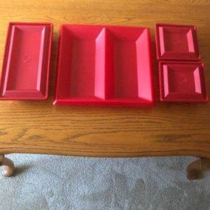 New Tupperware Get Together Serving Tray W/ 2 Square Dishes - 1Rec